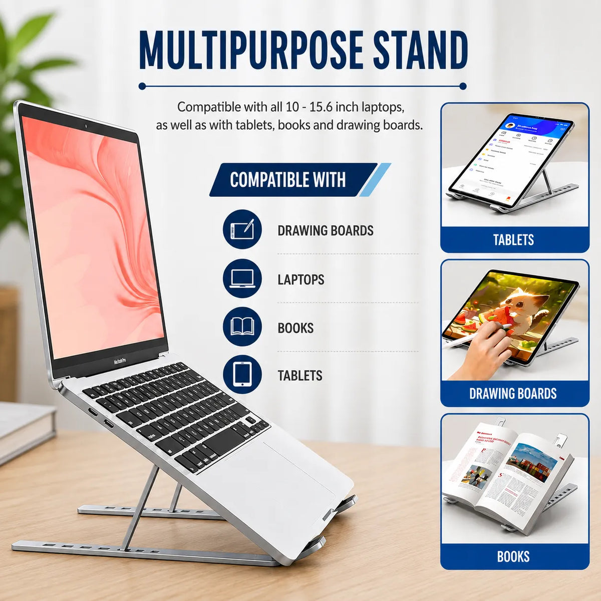 Adjustable Heavy-Duty Metal Laptop Stand