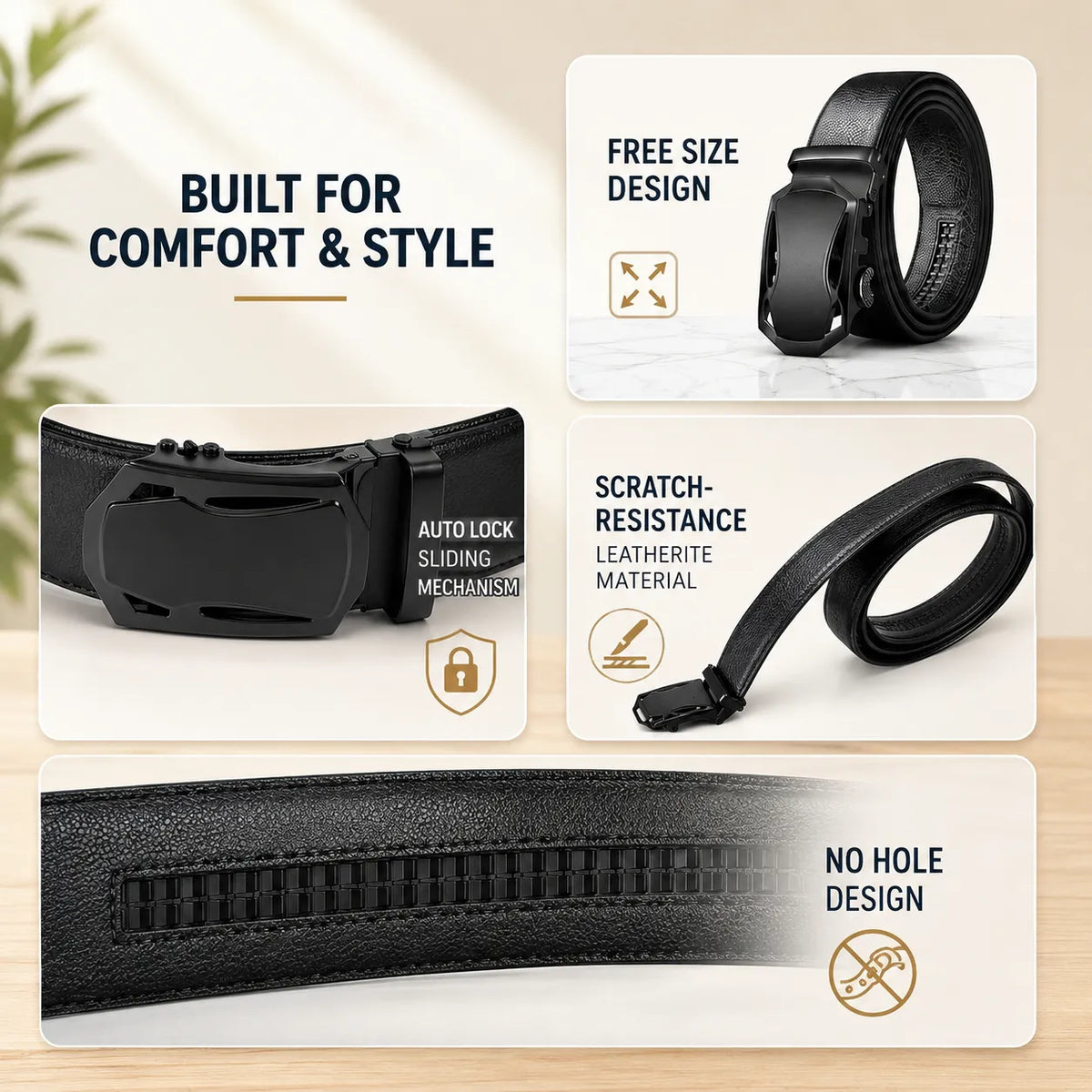 Menโs Adjustable Free-Size Belt with Wallet
