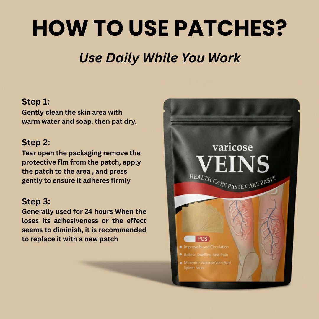 Dealdome™ Spider & Varicose Vein Patches | Natural Herbal Therapy for Swelling, Fatigue & Vein Health