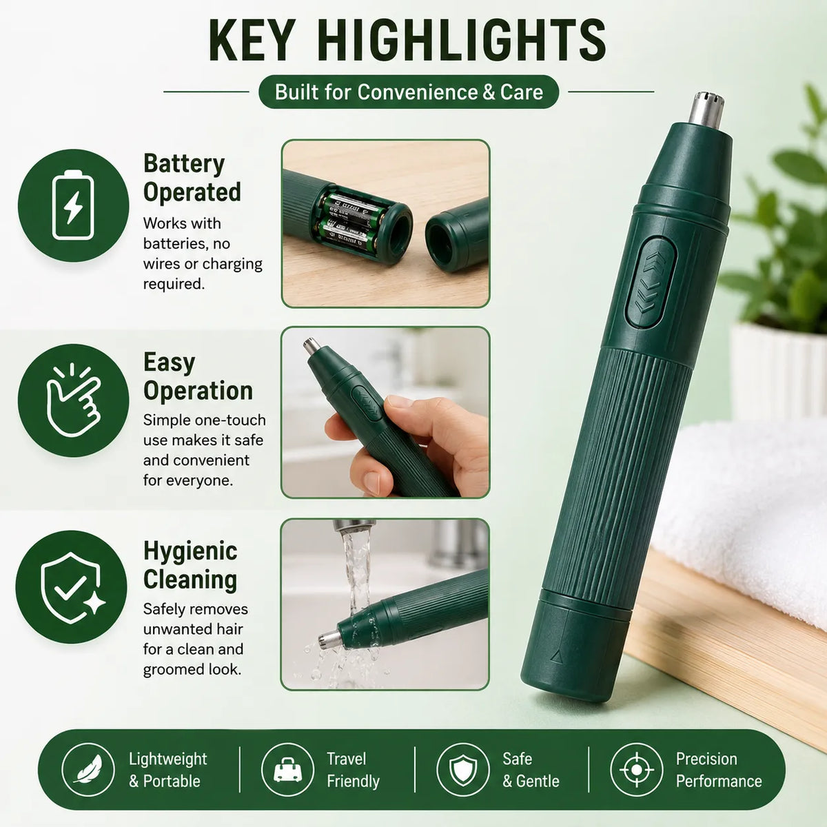 2-in-1 Precision Nose Hair Trimmer