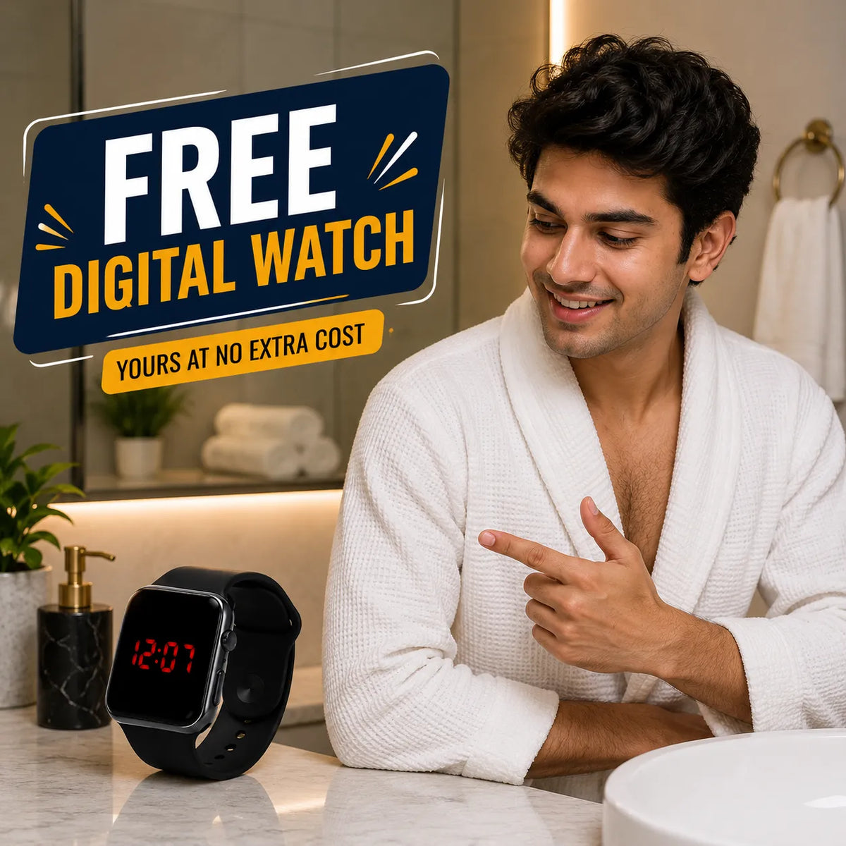 Premium Golden Grooming Trimmer with Digital Watch