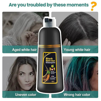 3 in 1 Black Hair Dye Shampoo - Buy 1 Get 1 Free