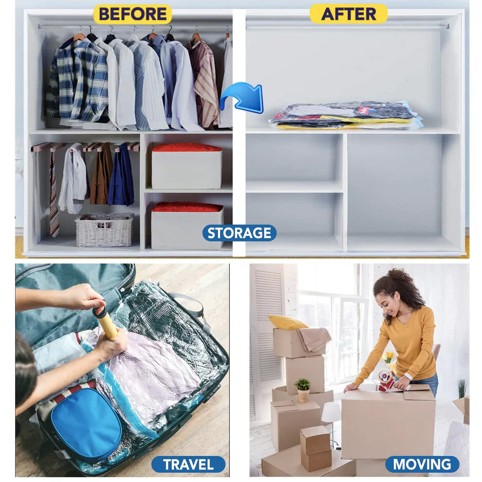 Vacuum Storage Bags - 5pcs (With Free Hand Pump)