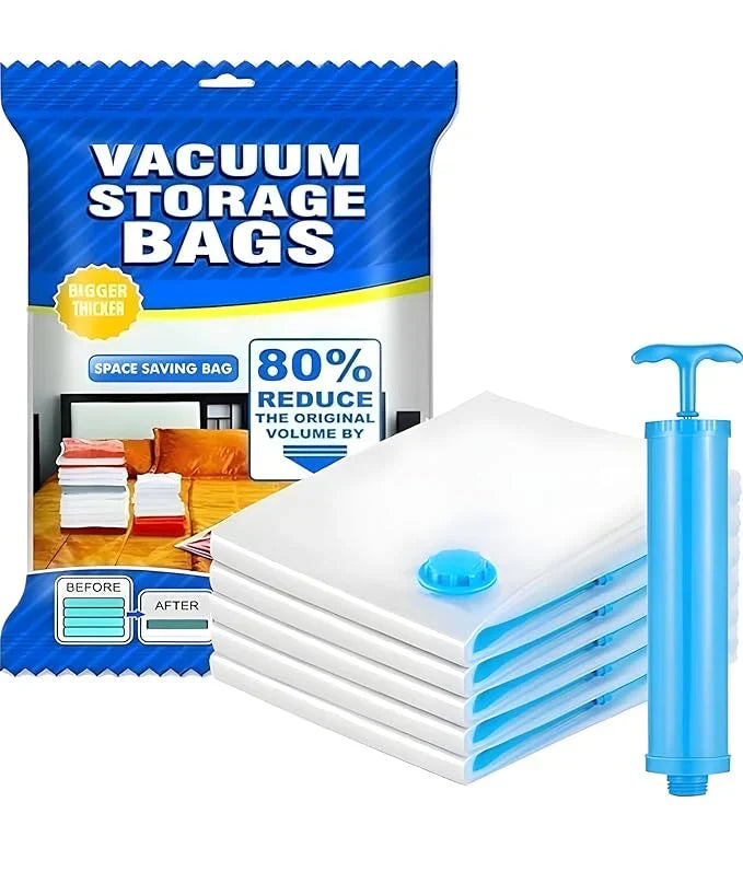 Vacuum Storage Bags - 5pcs (With Free Hand Pump)