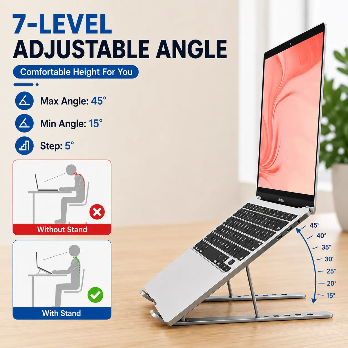 Adjustable Heavy-Duty Metal Laptop Stand