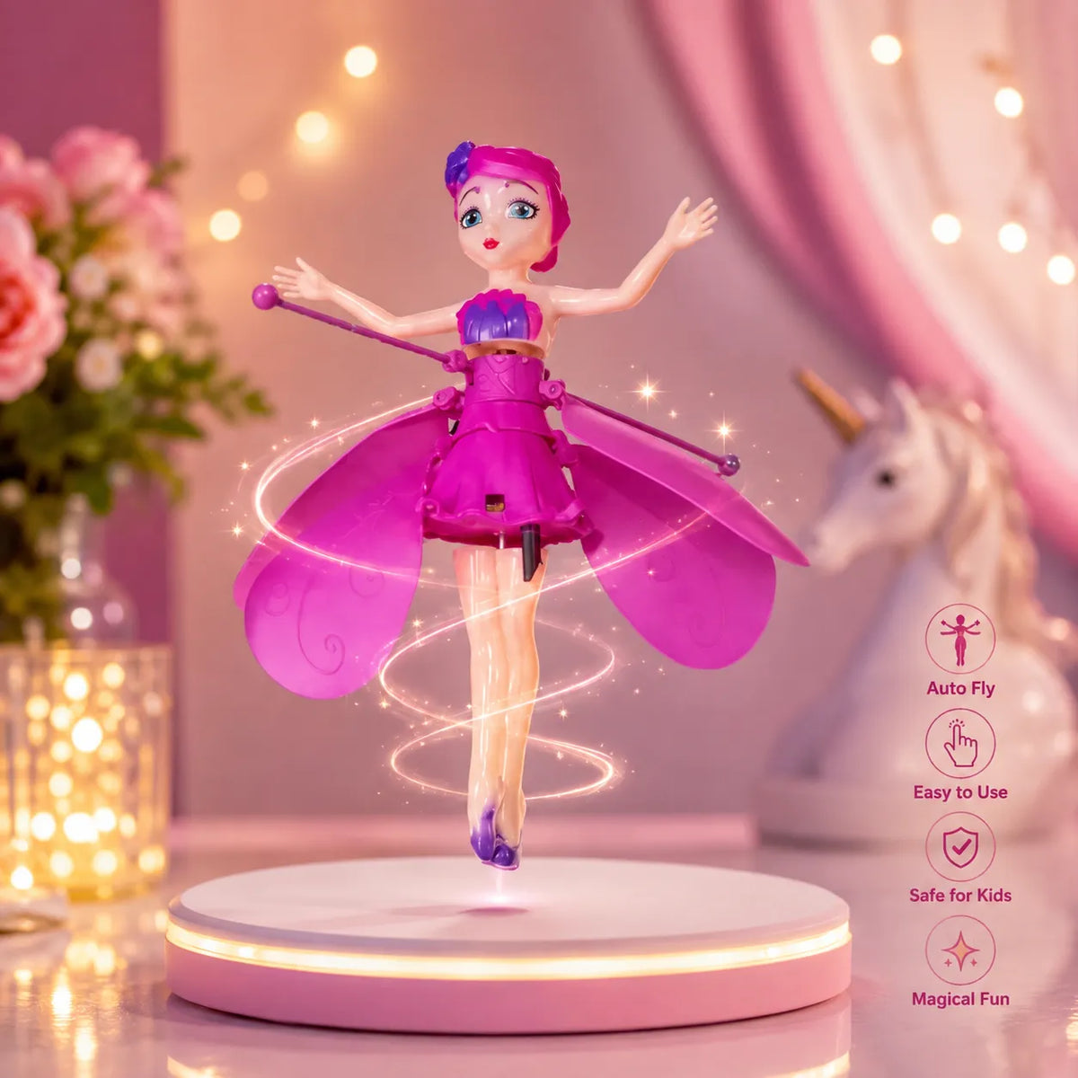 Hand-Sensor Flying Fairy Doll with Colorful LED Lights