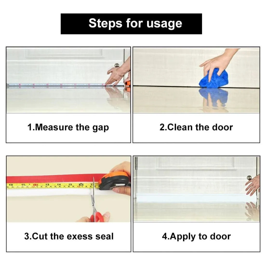 Pack of 2 Door Bottom Gap Sealing Guard Strips