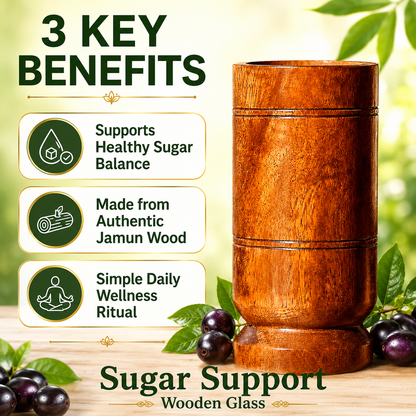 Sugar Balance Jamun Wood Water Glass (100% Ayurvedic)
