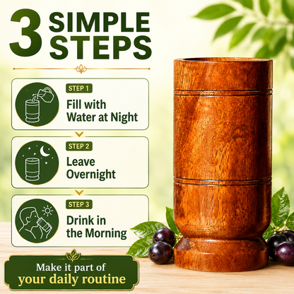 Sugar Balance Jamun Wood Water Glass (100% Natural)