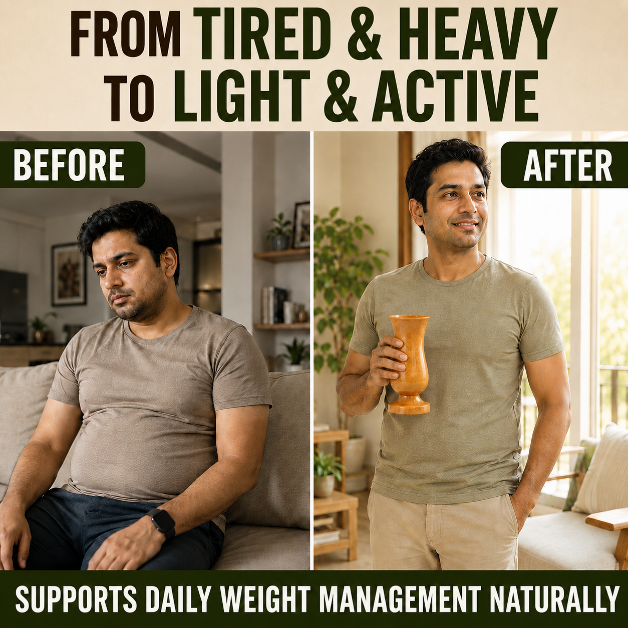 Weight Loss and Body Detox Wooden Water Glass (100% Natural)