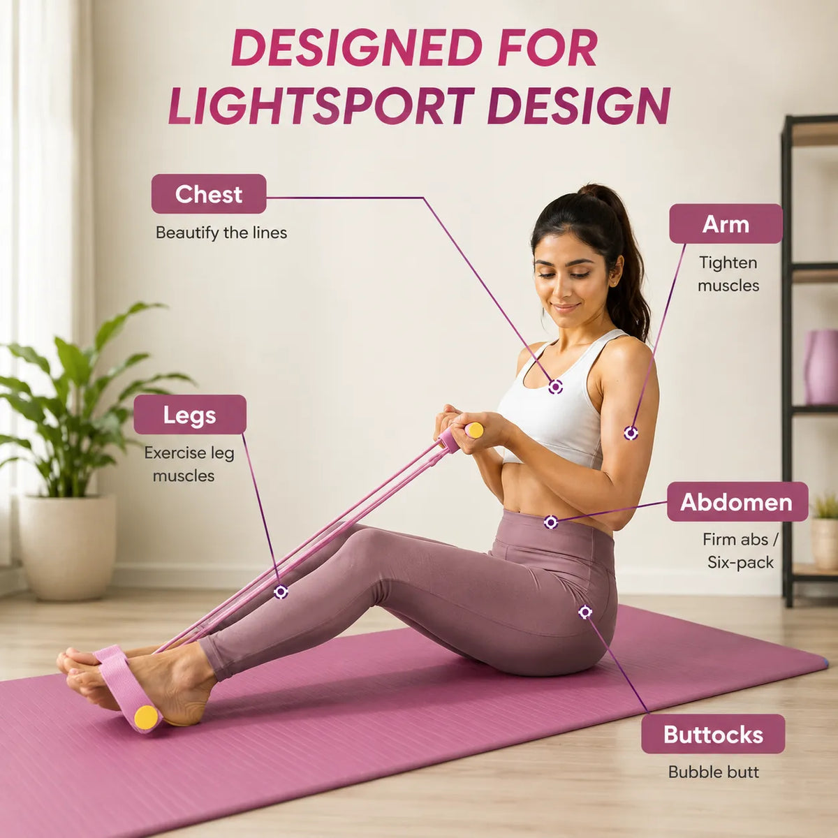 4-Tube Yoga Pedal Puller Resistance Band Exerciser