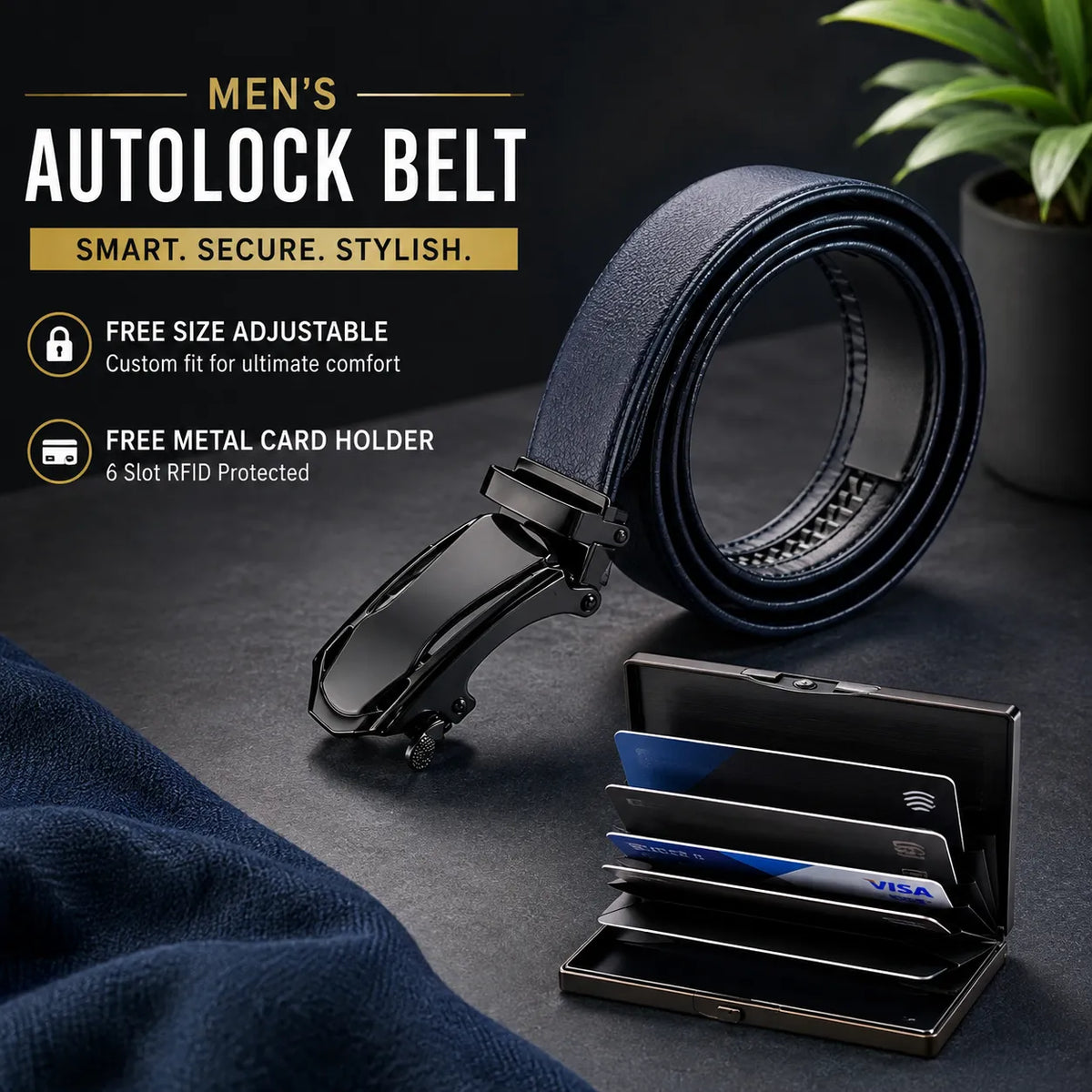 Men’s Adjustable Free-Size Belt with Wallet