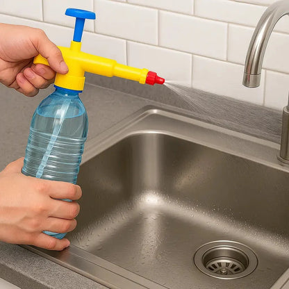 Bottle Pressure Sprayer Attachment | Handheld Pump Spray Gun | Adjustable Nozzle for Gardening & Cleaning