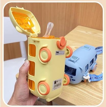 Bus Design Water Bottle with Wheels – School Water Bottle for Kids