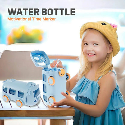Bus Design Water Bottle with Wheels – School Water Bottle for Kids