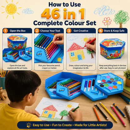 46-Piece Complete Multi-Color Creative Art Set