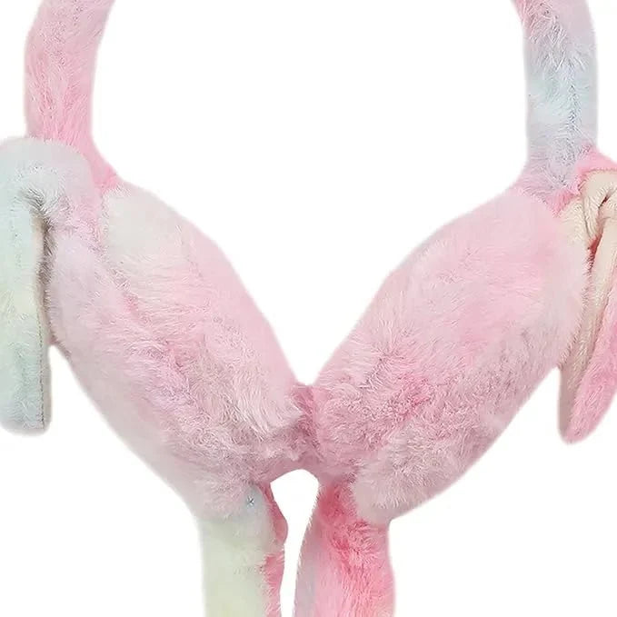 Girls Winter Plush Earmuffs with Moving Bunny Ears – Soft, Warm & Super Cute Ear Warmer