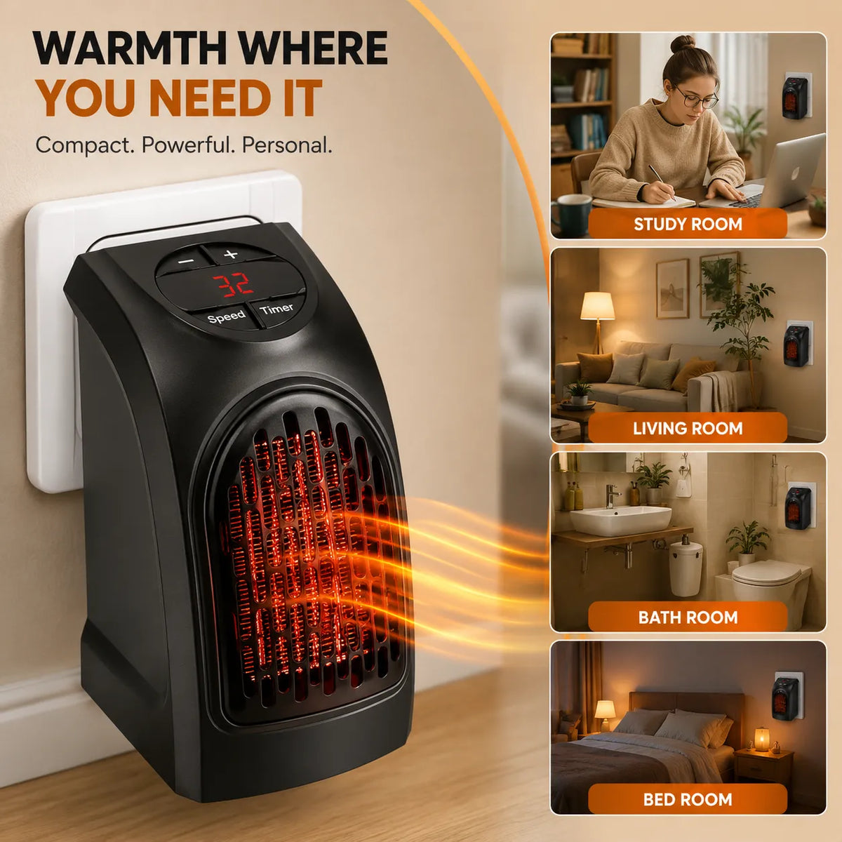 Compact Mini Electric Portable Room Heater