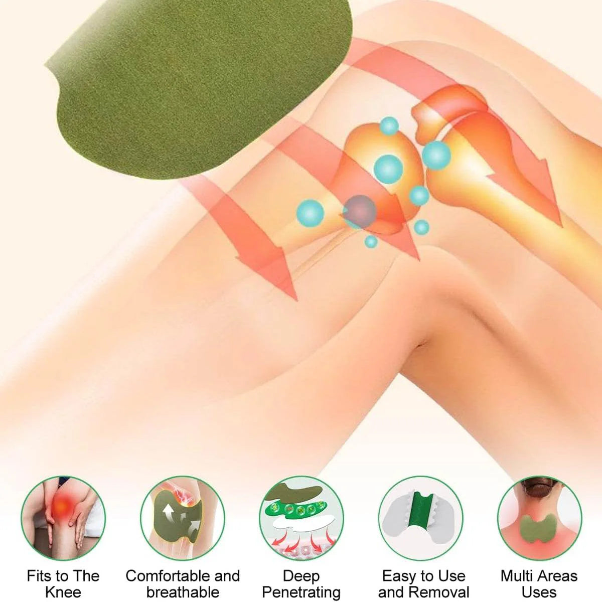 Herbal Knee Plaster Sticker Wormwood Extract Joint Ache Pain Relieving Pack Of (10) BUY 1 GET 1 FREE