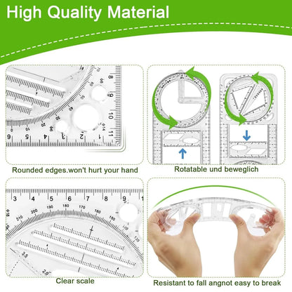 Multi-Functional Geometry Ruler – 360° Protractor, Compass & Measuring Tool for Students & Designers