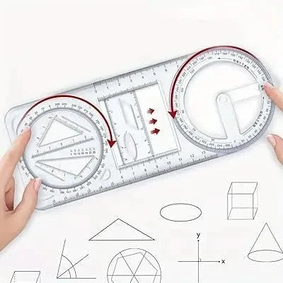 Multi-Functional Geometry Ruler – 360° Protractor, Compass & Measuring Tool for Students & Designers