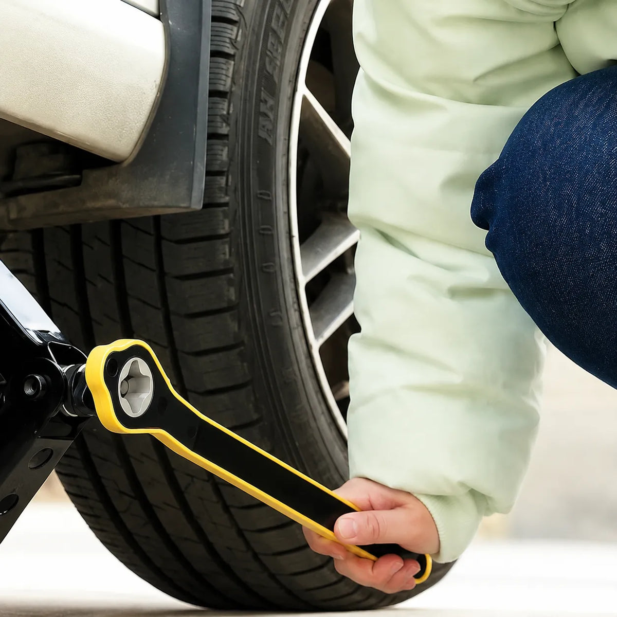 Car Jack Lifting Tool with Emergency Tyre Repair Kit
