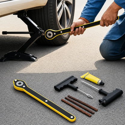 Car Jack Lifting Tool with Emergency Tyre Repair Kit
