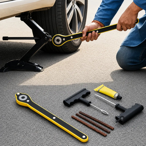 Car Jack Lifting Tool with Emergency Tyre Repair Kit