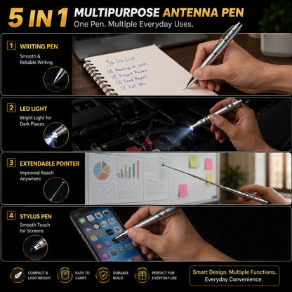 5-in-1 Multi-Function Antenna Pen with LED Light