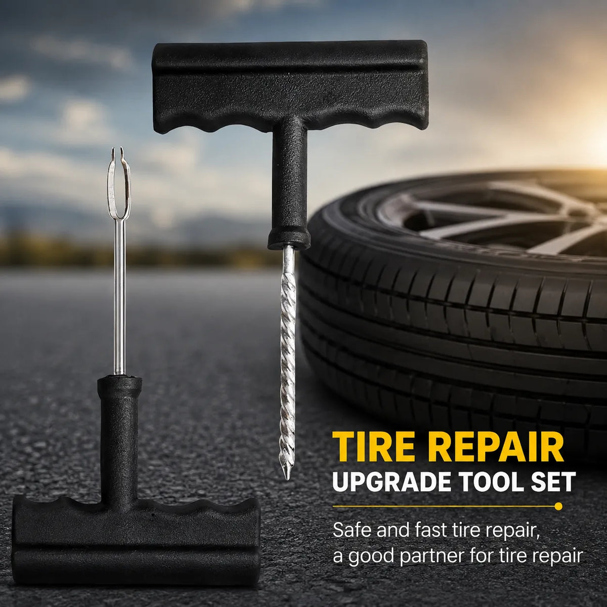 All-in-One Tubeless Tyre Puncture Repair Tool Kit