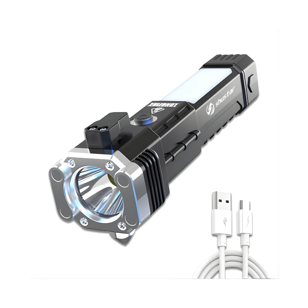 Portable Rechargeable LED Torch with Built-In Power Bank