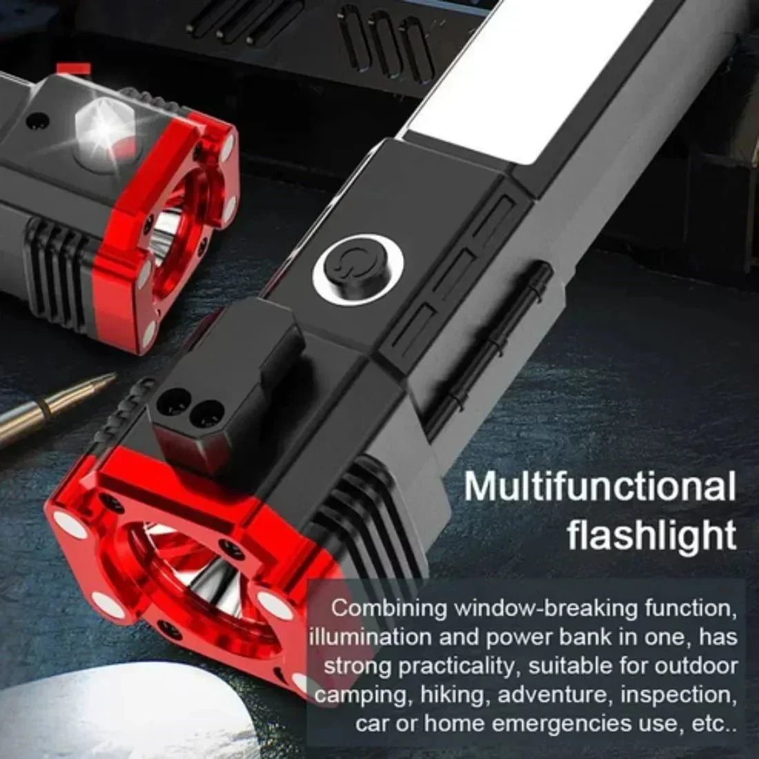 Portable Rechargeable LED Torch with Built-In Power Bank