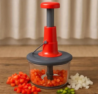 Push Chopper Manual Hand Press Chopper with 3 Sharp Blades – Quick & Effortless Vegetable & Fruit Cutter