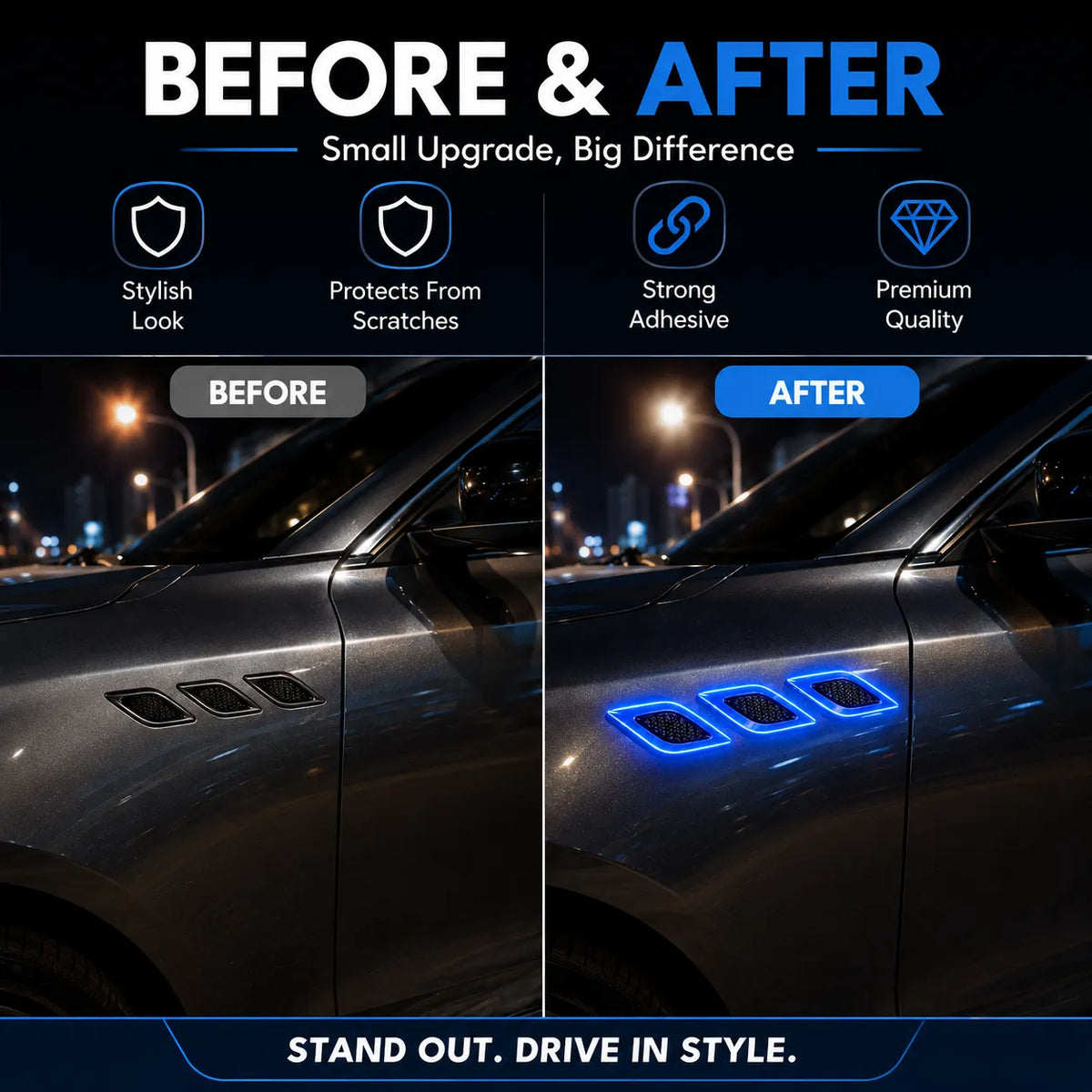 Sporty Car Side Reflector Leaves – Pair of 2