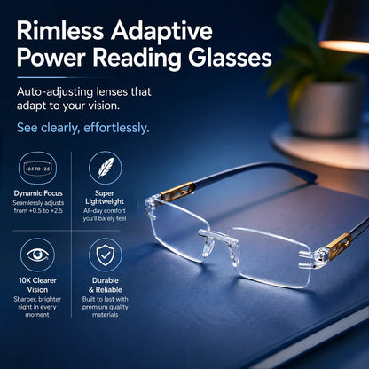 Rimless Adaptive Power Reading Glasses