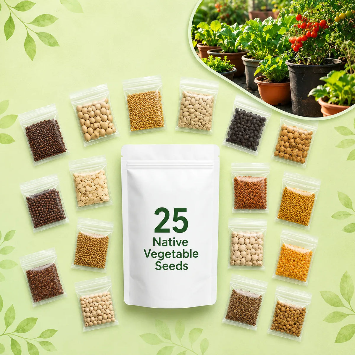 25-Variety Native Vegetable Seeds for Home Gardening